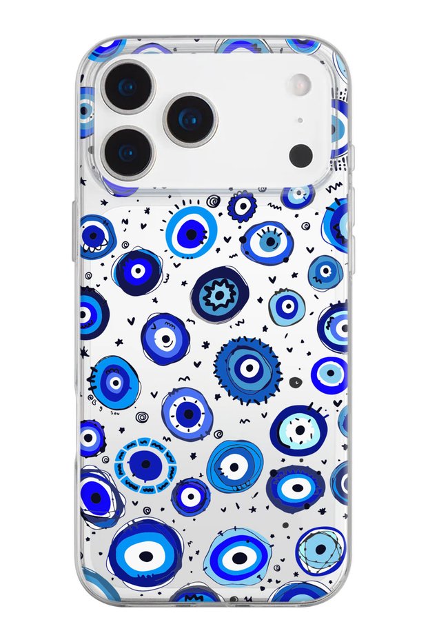 حافظة هاتف من السيليكون الشفاف بنمط خرز العين الشريرة متوافقة مع iPhone 17 Pro Max/18 Pro Max