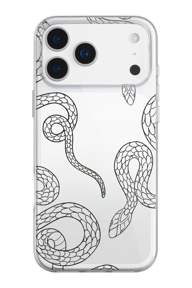 حافظة هاتف من السيليكون الشفاف بنمط الثعابين متوافقة مع iPhone 17 Pro Max/18 Pro Max