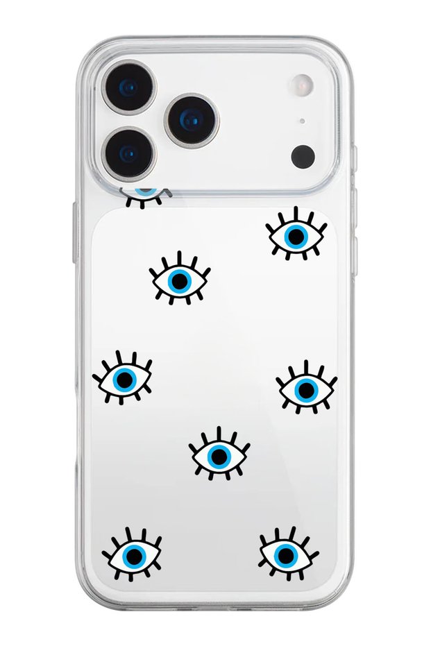 iPhone 17 Pro Max/18 Pro Max Compatible Evil Eye Pattern Transparent Silicone Phone Case