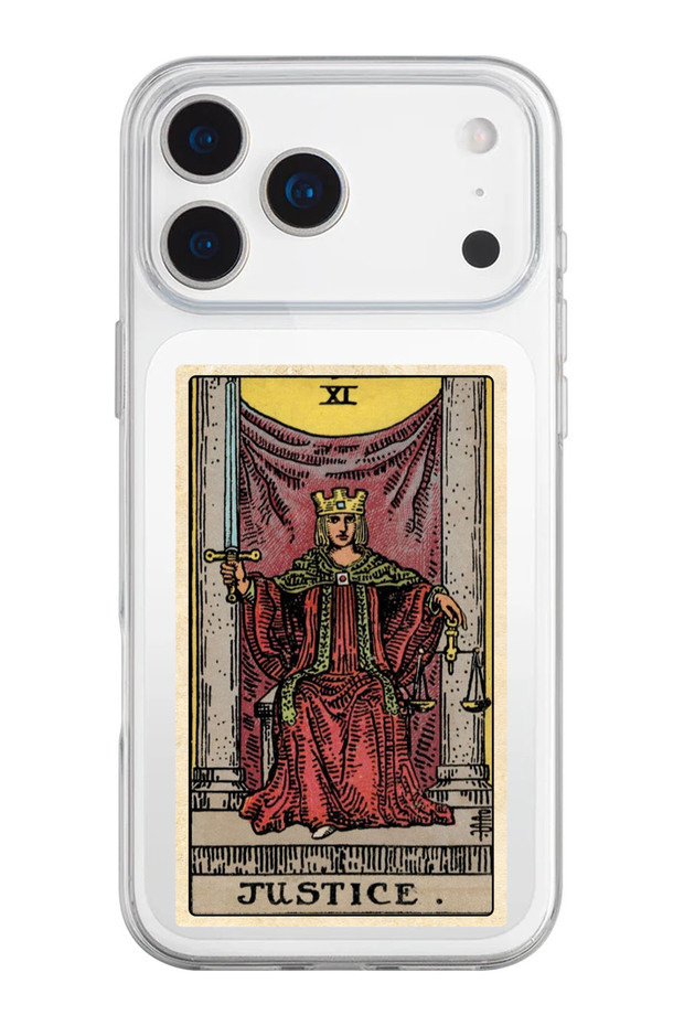 حافظة هاتف من السيليكون الشفاف بنمط Justice Tarot متوافقة مع هاتف iPhone 17 Pro Max/18 Pro Max