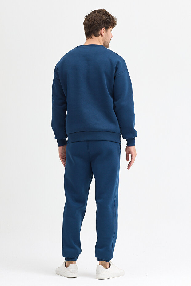 Men's Oversized Crew Neck Tracksuit Set Cotton Basic 3 Thread - 6