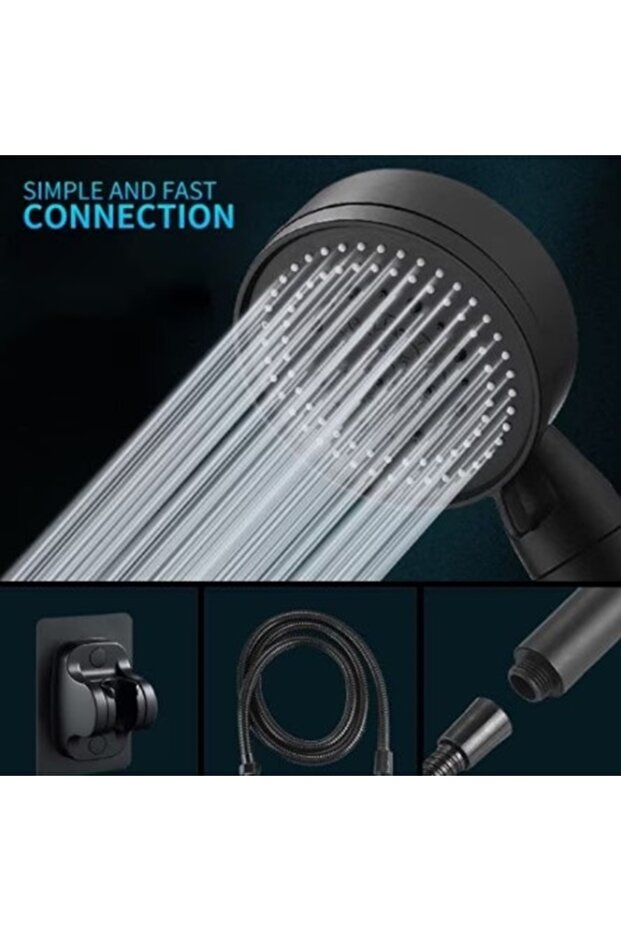 5-function shower head set, Black - 4