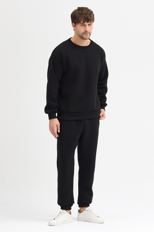 Men's Oversized Crew Neck Tracksuit Set Cotton Basic 3 Thread - 4