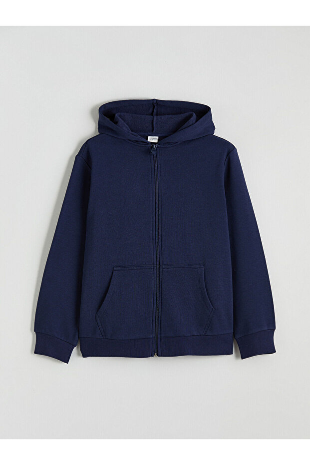 Lcw Kids Navy Blue Long Sleeve Girls' Zippered Sweatshirt