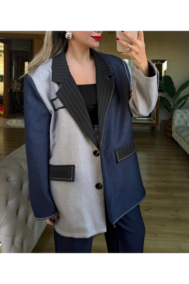Women's Design Stitching Detailed Blazer Jacket