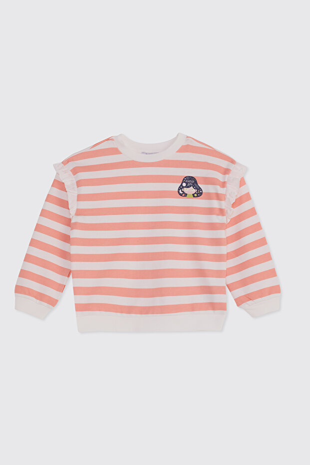 Baby Girl Print Detailed Ecru Sweatshirt