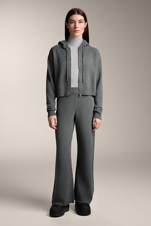 Kapüşonlu örgü ceket - 2