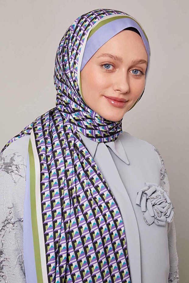 Lilac Three-Dimensional Pattern Club Shawl - 2