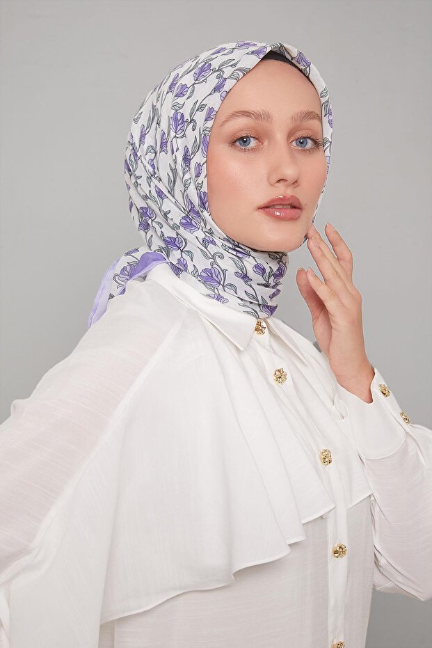 وشاح ناعم بنمط اللبلاب الأرجواني - 3