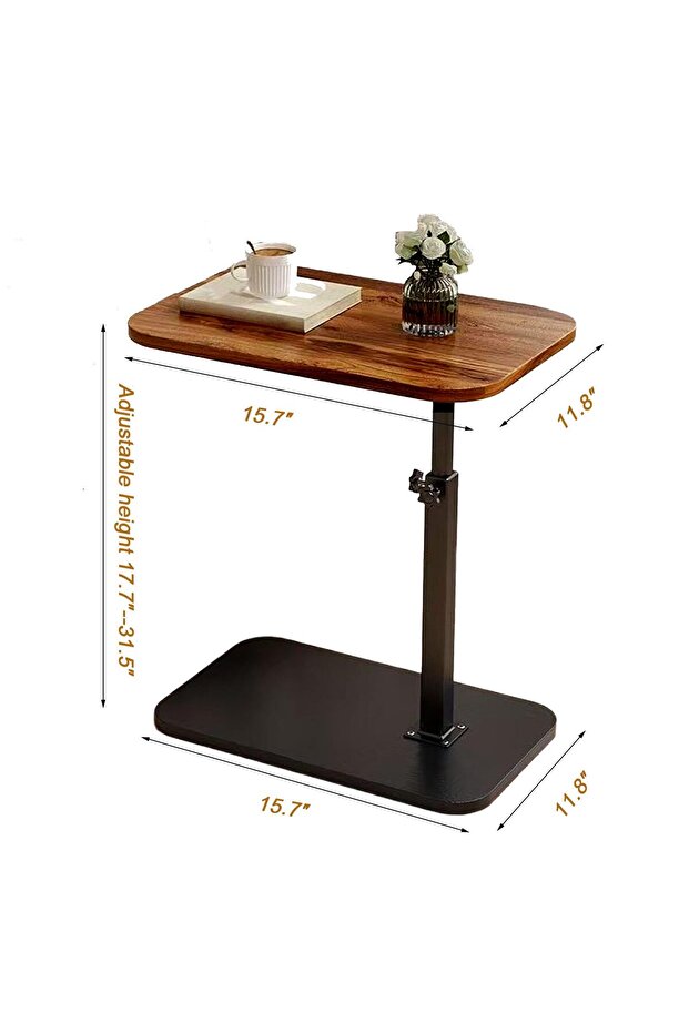 End Table, C-Shaped Small Side Table, Adjustable Height 360°Swivel Couch Tables - 3