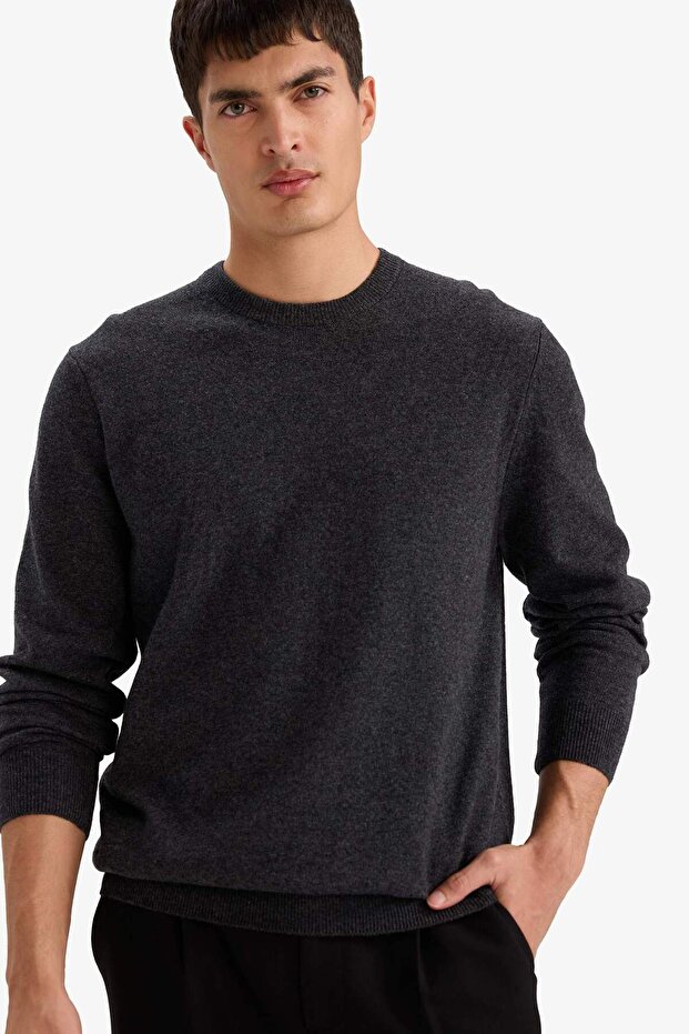 Wool-Cashmere Standard Fit Crew Neck Sweater F3128Ax25Wn