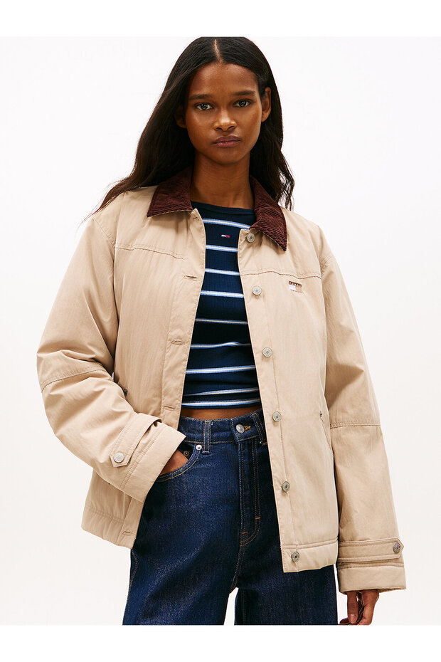 Tommy Badge Corduroy Collar Chore Jacket - 1