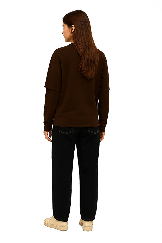 Çift Kollu Basic Oversize Tişört - 4