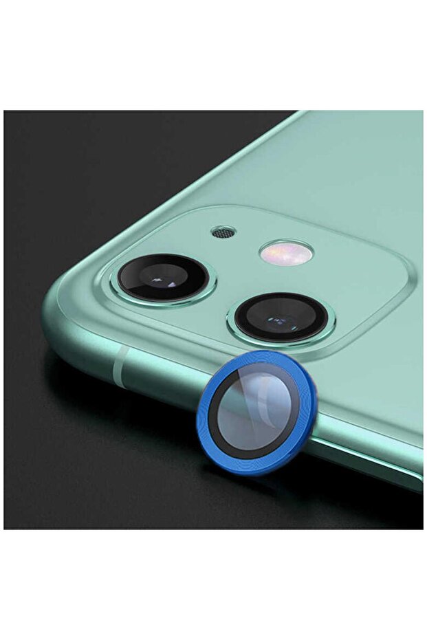 واقي عدسة الكاميرا CL-07 المتوافق مع هاتف Apple iPhone 11 باللون الأزرق الداكن