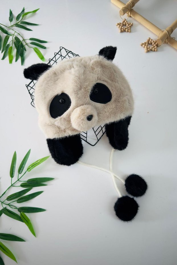 My Little One's Cute Boy's Headphones with Panda Fur Ears - Beige