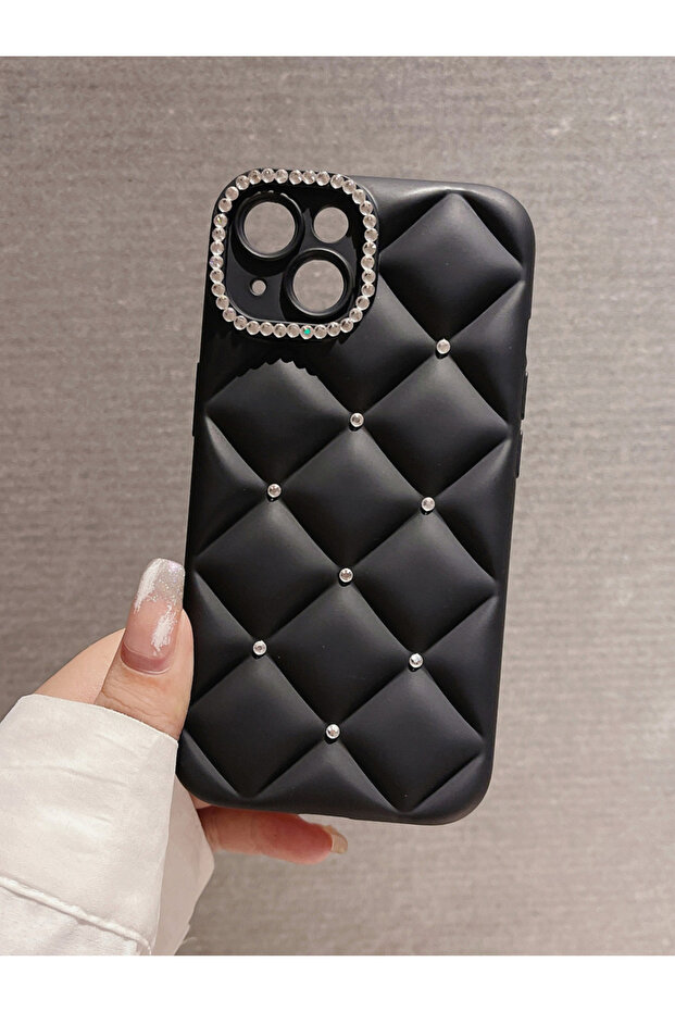Solid Diamond Grid Embellished iPhone Case - 2