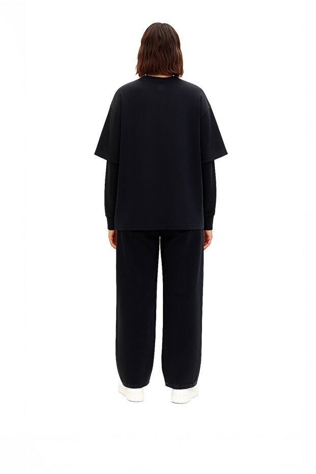 Çift Kollu Basic Oversize Tişört - 4