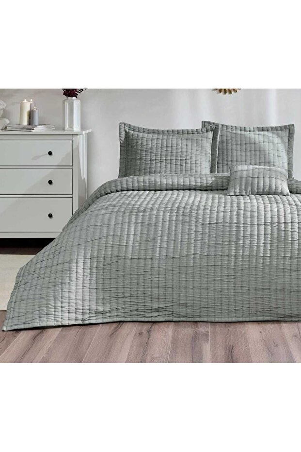 Çift Kişilik Yatak Örtüsü Maciot Gri - 1