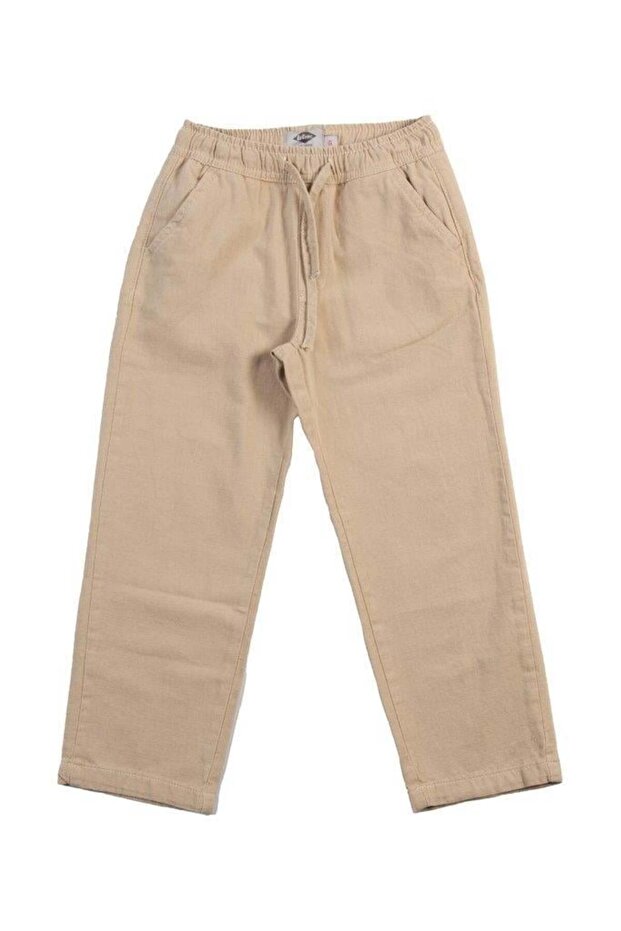 Many Normal Slim Fit Straight Leg 100% Cotton Beige Boys' Trousers