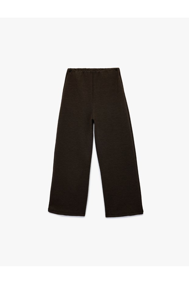Viscose Blend Basic Wide Leg Trousers