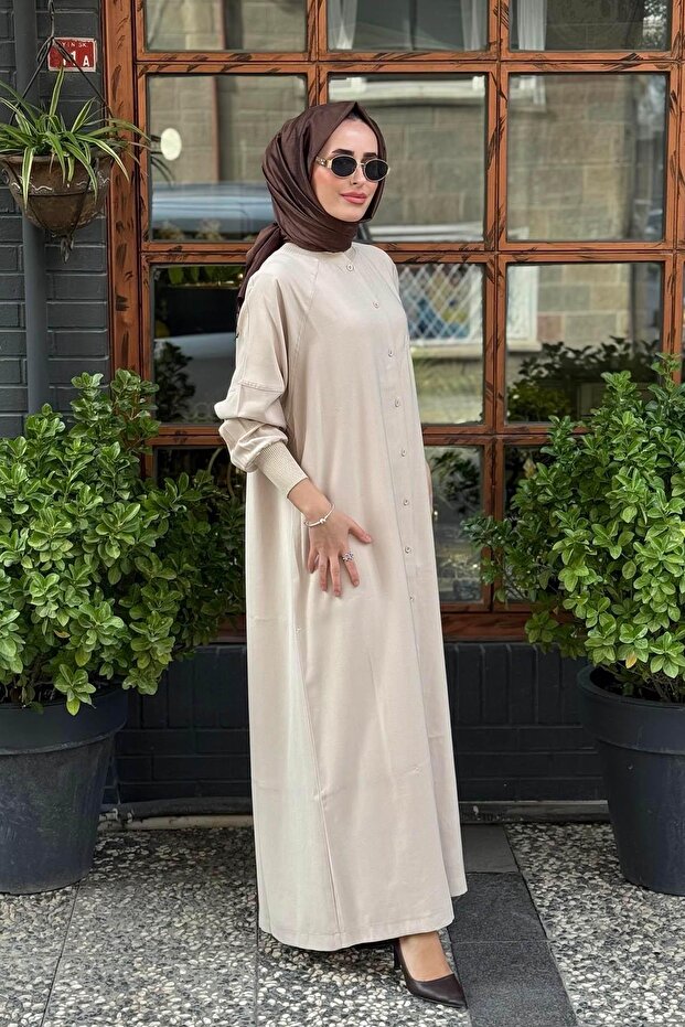 قبعة مقطوعة باللون البيج - 2