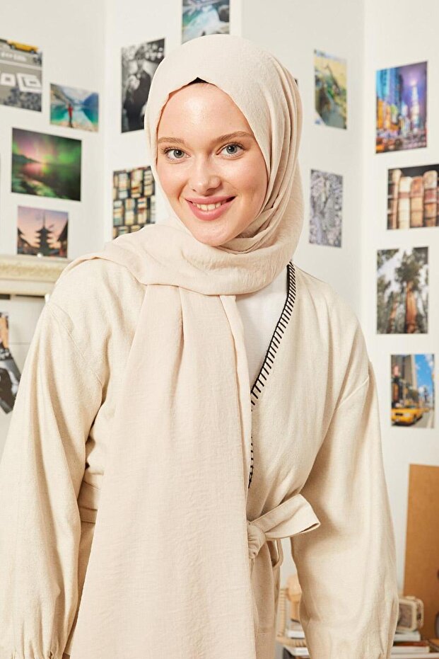 Krem Maxi Cotton Şal - 1