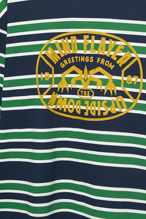 Stranger Things çizgili t-shirt - 5