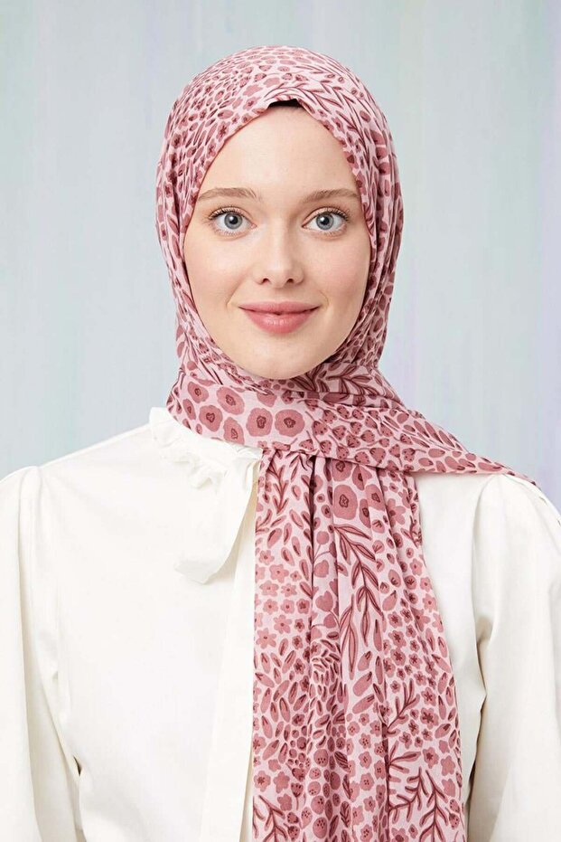 شال قطني منقوش من السلمون مطبوع