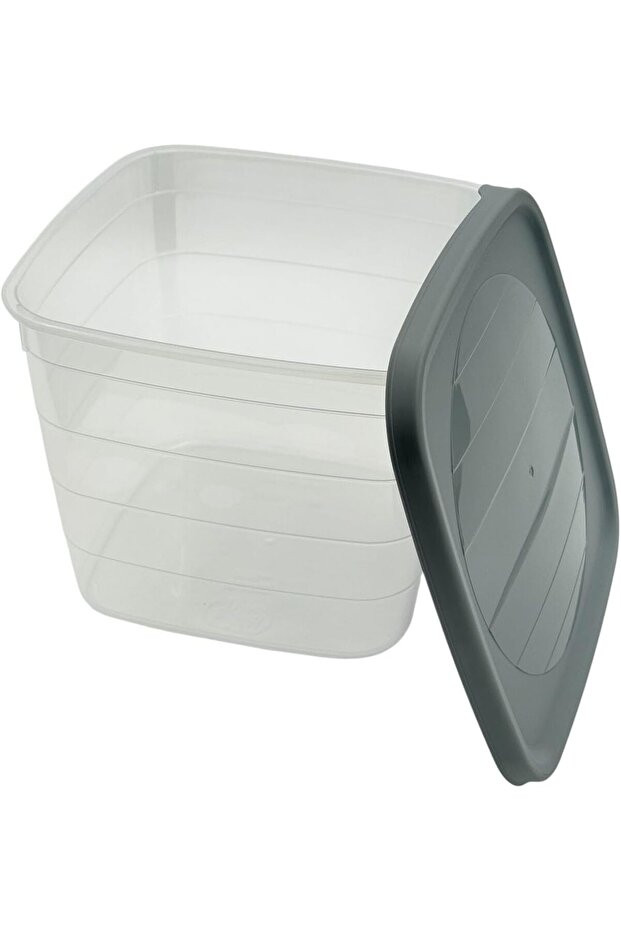 Multi-Purpose Stackable Storage Containers with Lids, Clear/Grey, 5.1L, Set of 3 - 2