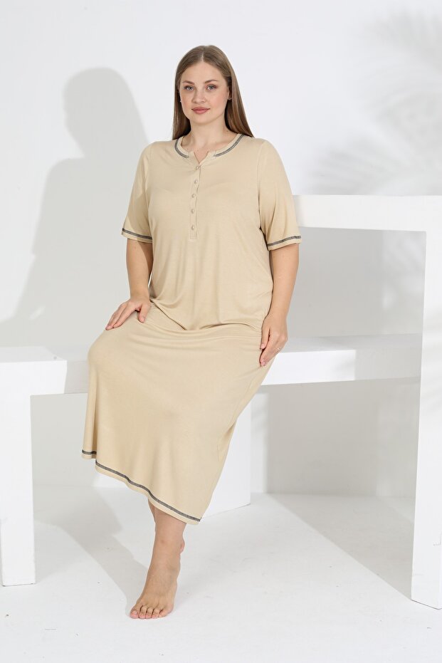 Kadın Bambu Kısa Kol Gecelik - 4