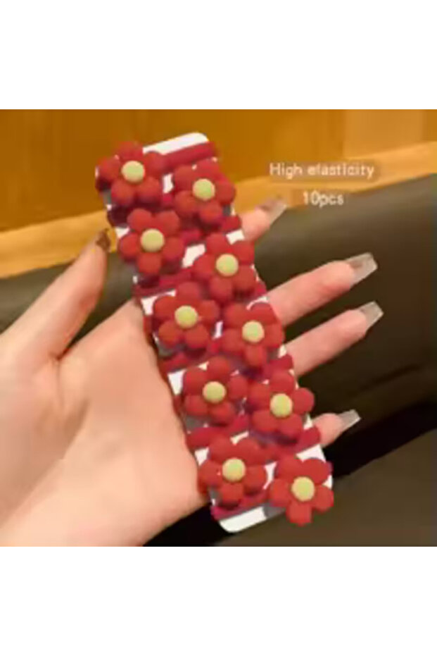 10-piece floral hair tie set for kids