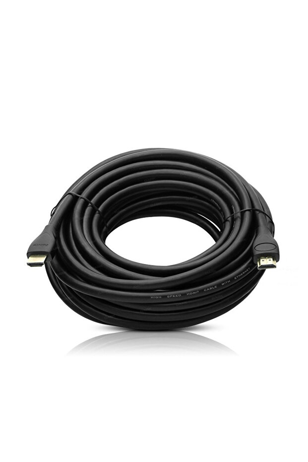 G-507DS كابل HDMI بلاستيك أسود مسطح بطول 10 أمتار مع كيس ذهبي
