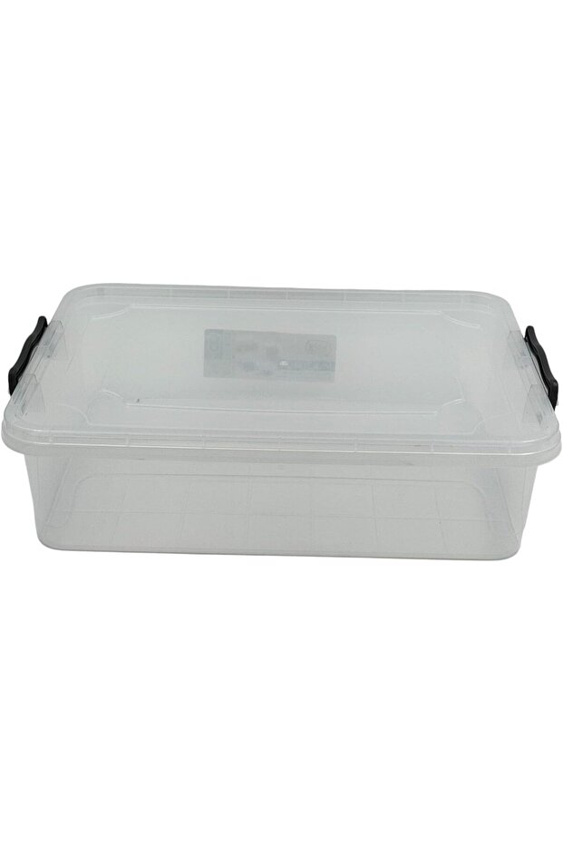 Transparent Plastic Storage Box with Locking Lid, 13 L, Rectangular Stackable with Handles - 3