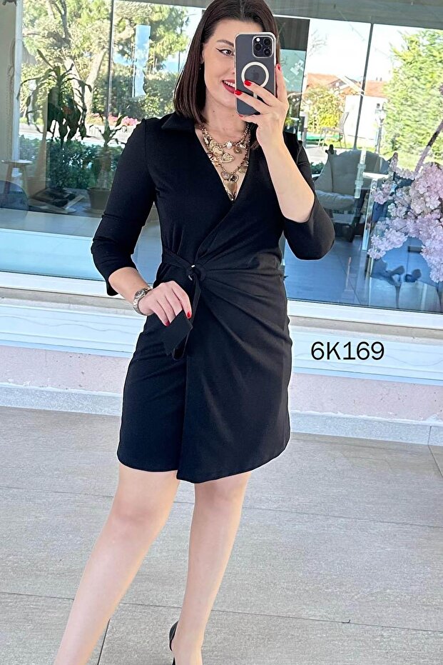Polo Neck Side Tie Dress 6K169