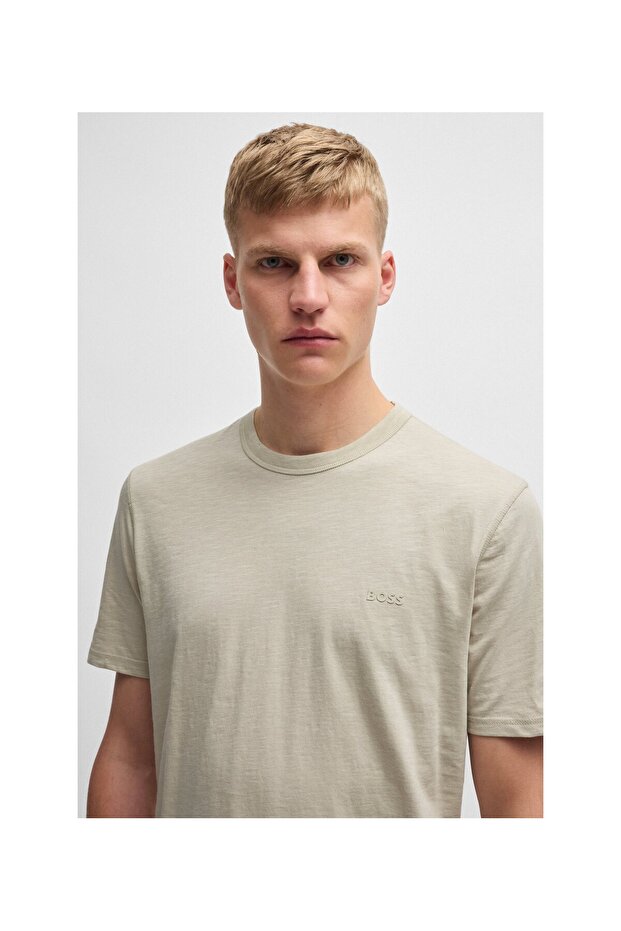 Logo detaylı slub pamuklu regular-fit T-shirt - 4