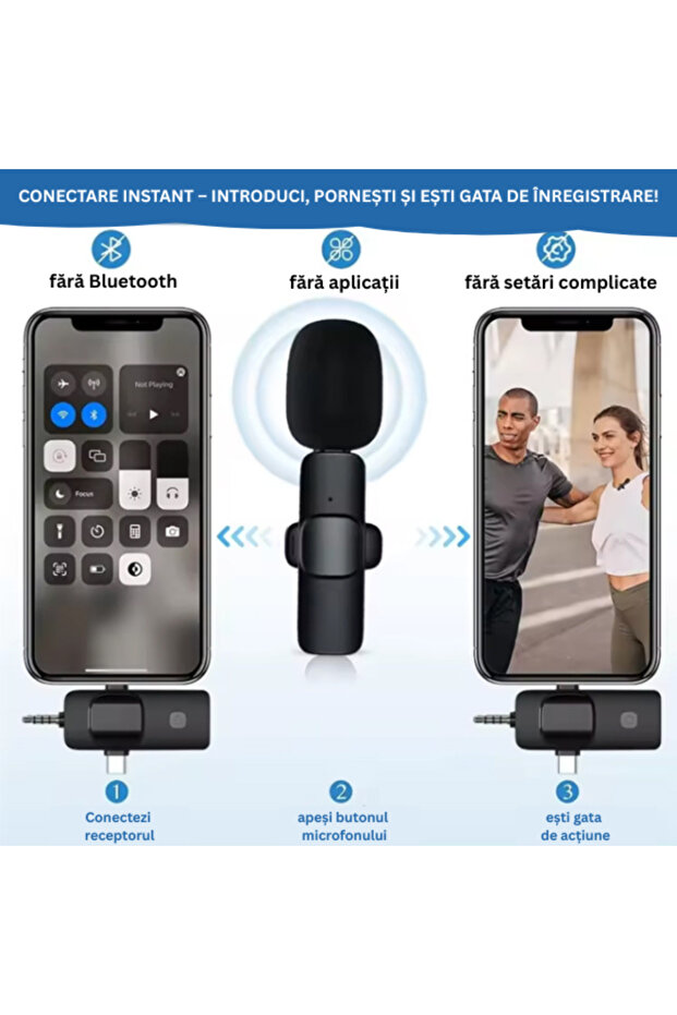 Nexonix® Wireless K15 Lavalier Microphone – 3-in-1 Mini Noise Cancelling Microphone - 3