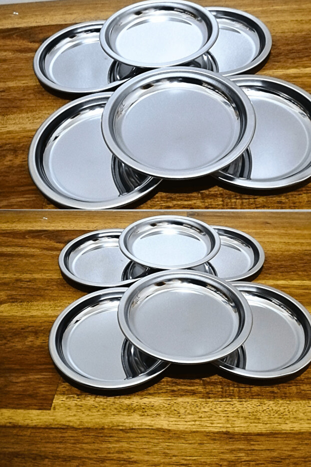 Steel Mini Plate - Breakfast Plate - Appetizer Plate - Treats Plate - Snack Plate - 11 cm Diameter - 6 Pieces