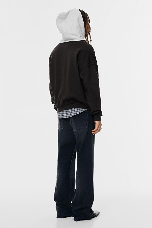 Kontrast kapüşonlu fermuarlı sweatshirt - 5