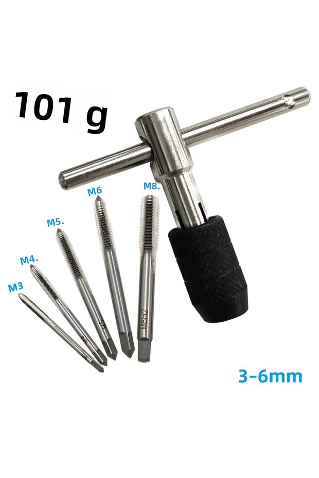 T-type wrench set 3-6mm T-shaped Tap Wrench 5pc Hand Tap M3-M8 Tapping Screwdriver Wrench Thread Tap