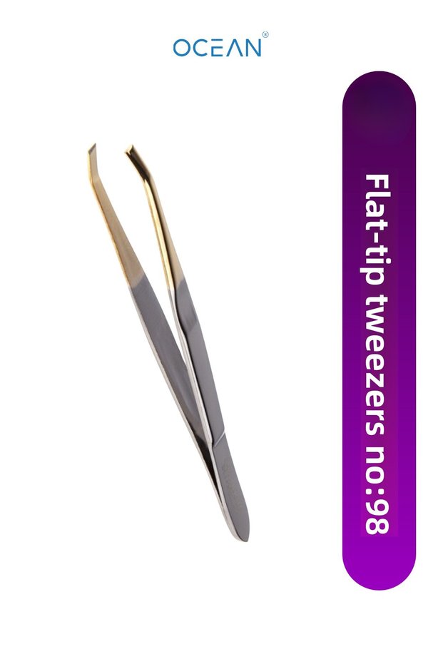 Straight Tip Tweezers, Flat Mouth Solingen Gold-Gray Tweezers No:98