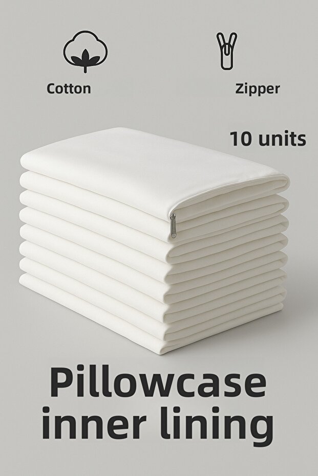 Cotton Zippered Inner Pillow Cover White Inner Lining 10-Pack Pillow Inner Cover 50x70 Mattress Pad