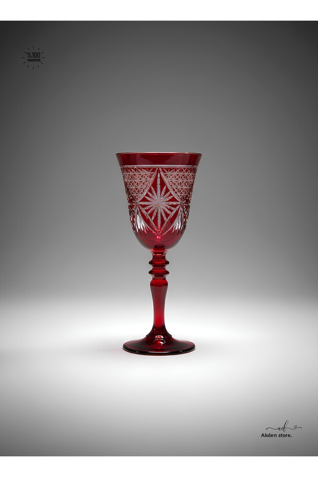 Crystal Cut Decorative Footed Water Glass, Footed Goblet