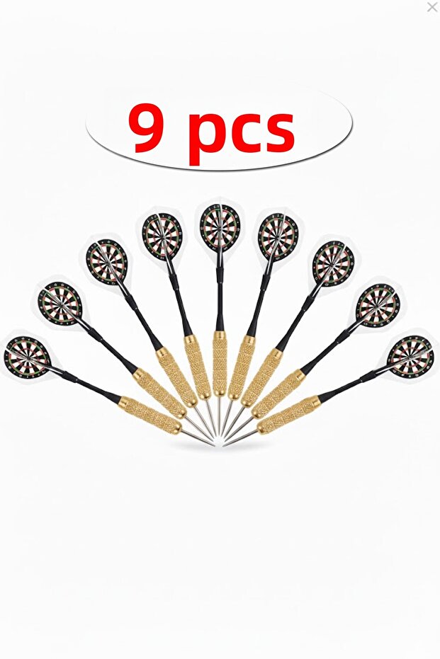 Professional 9-Piece Dart Arrow Set 22 Gram Dart Arrow | 9 Pieces Gold Body Steel Tip High Accuracy