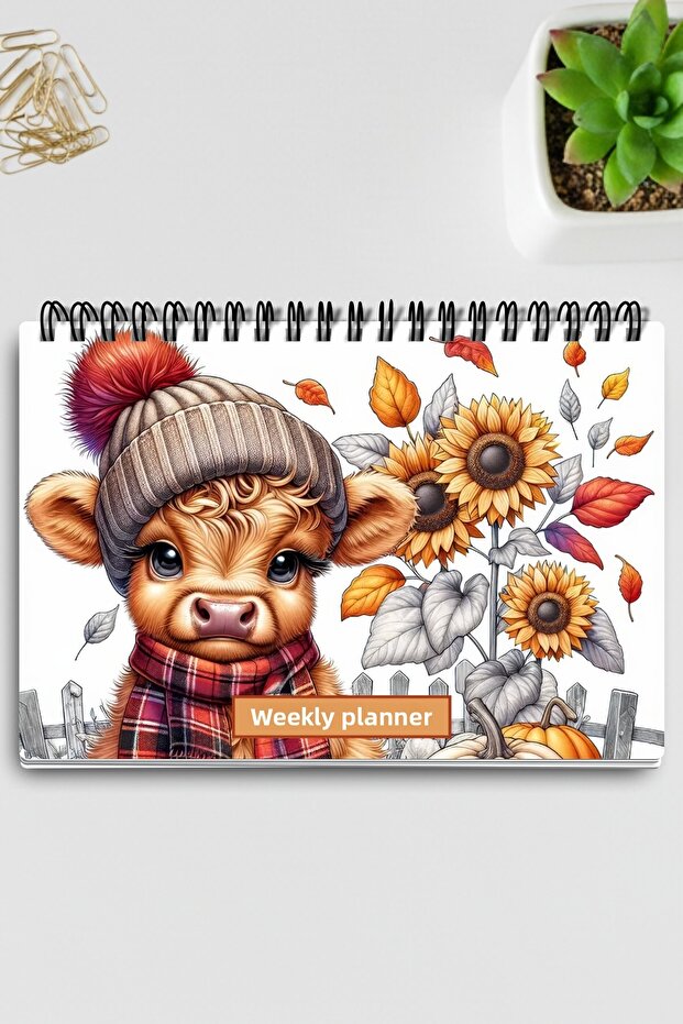 Cute Cow Autumn Themed Model:2 A5 Wire-O Spiral To-Do List Weekly Planner