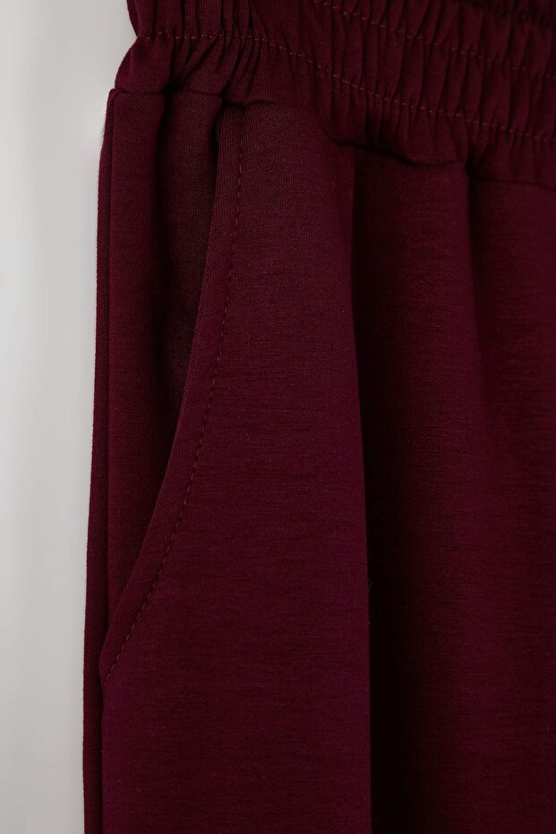 Burgundy Thin Soft Comfortable Flowy Fabric Front Zipper Plus Size Tracksuit Set Tbbaw26Ts00017 - 4