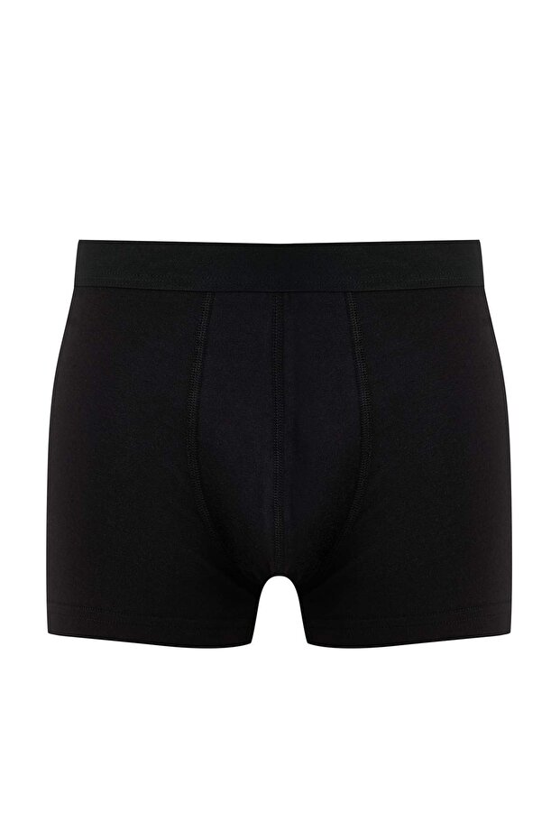 Siyah 3'lü Paket Desenli/Düz Pamuklu Boxer TMNAW25BX00009 - 4