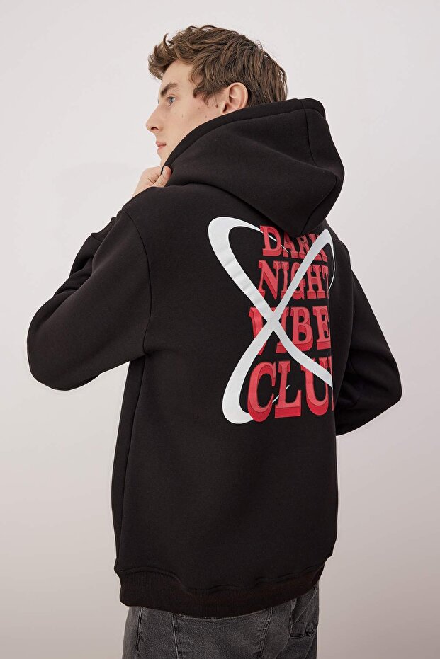 Siyah Regular / Normal Kesim Sırt Baskılı Örme Sweatshirt TMNAW20SW0163 - 1