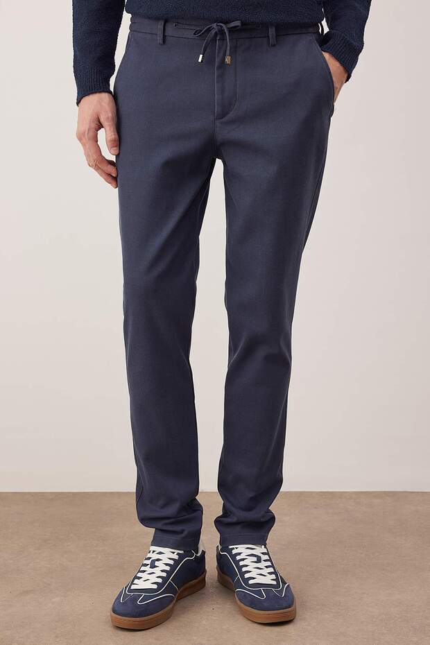Lacivert Regular Fit Dokulu Rahat Erkek Pantolon TMNAW26PL00007 - 1