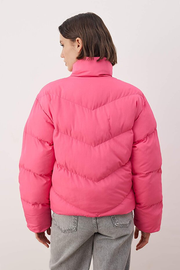 Fuşya Regular Kalıp Su İtici Şişme Mont TWOAW24MO00048 - 5
