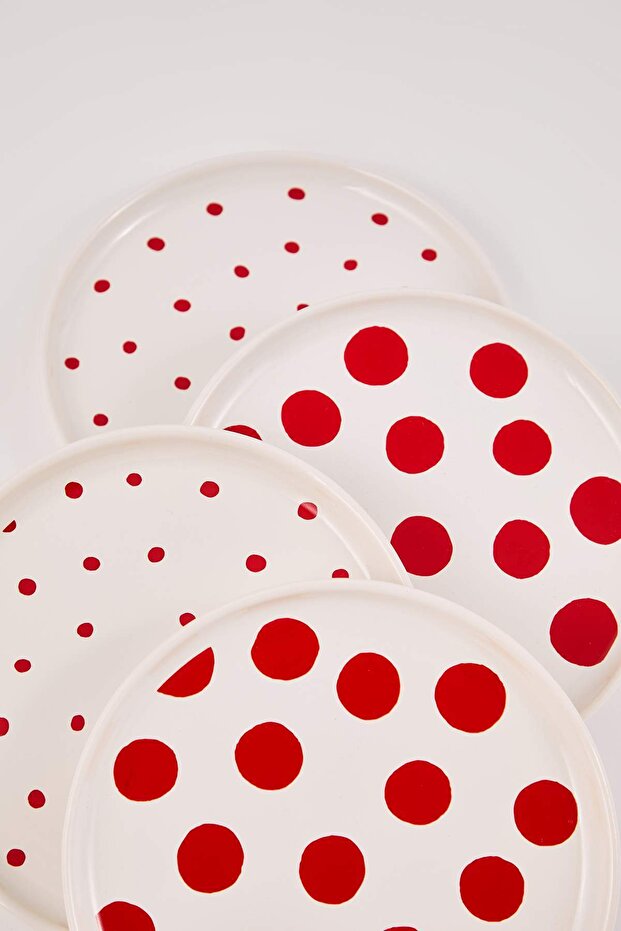 4'lü Puantiyeli Pasta Tabağı 19cm TPHAW26TBK00011 - 3